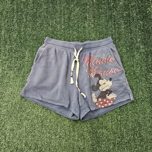 Disney Women Minnie Mouse Graphic 100% Cotton Adjustable Shorts Blue Size Small